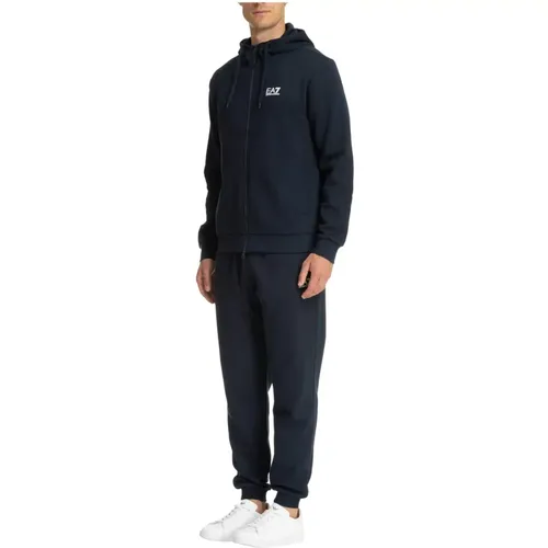 Training Sets, male, , Size: S Cotton Sporty Hooded Tracksuit Joggers - Emporio Armani EA7 - Modalova