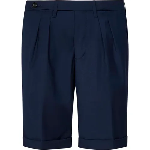 Königsblaue Bermuda-Shorts aus Wollmischung mit Falten - Michael Coal - Modalova