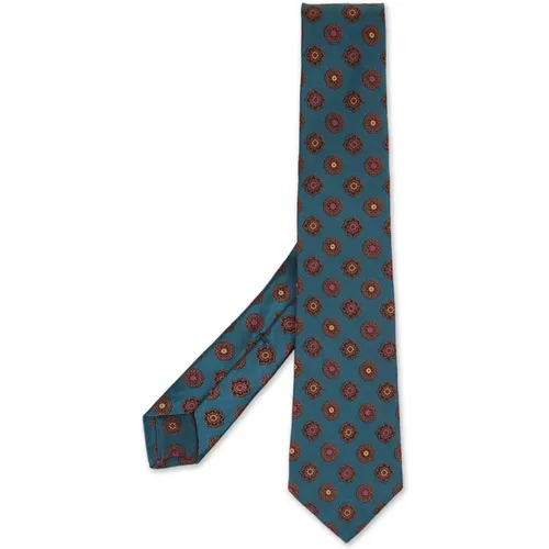 Ties, male, , Size: ONE SIZE Green Silk Tie Colorful Pattern - Kiton - Modalova