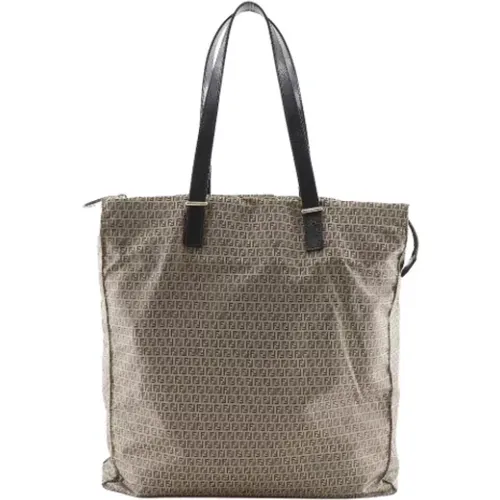 Pre-owned Tote Bags, female, , Size: ONE SIZE Fendi Zucchino Synthetic Tote - Fendi Vintage - Modalova