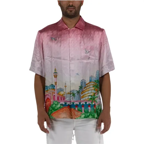 Cuban Collar Short Sleeve Shirt , male, Sizes: S, L, M - Casablanca - Modalova