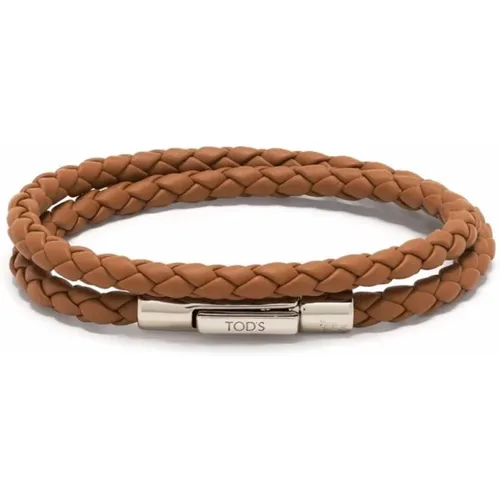 Bracelets, male, , Size: ONE SIZE Leather Woven Strap Bracelet - TOD'S - Modalova