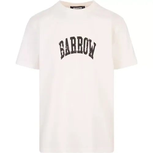 Vintage Oversized T-shirt with Lettering and Smile Print , male, Sizes: XL, L - Barrow - Modalova