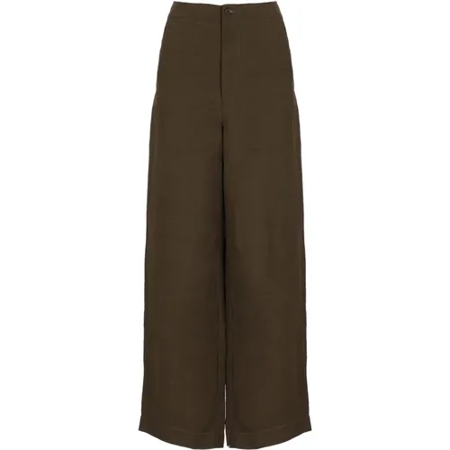 Linen Blend Pants with Front Zip , female, Sizes: M - UMA Wang - Modalova