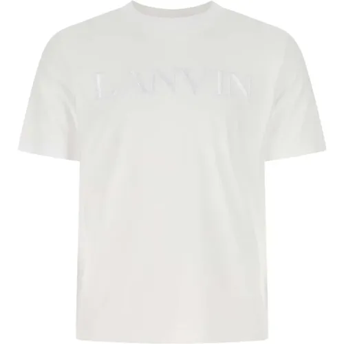 Weißes Baumwoll-T-Shirt Moderner Stil , Herren, Größe: M - Lanvin - Modalova