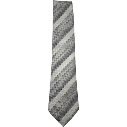 Ties, unisex, , Size: ONE SIZE Silk Tie with Grey and White Pattern - Missoni - Modalova