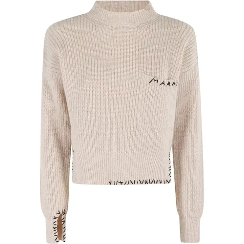 Turtlenecks, female, , Size: M Asymmetric Turtleneck Sweater - Marni - Modalova