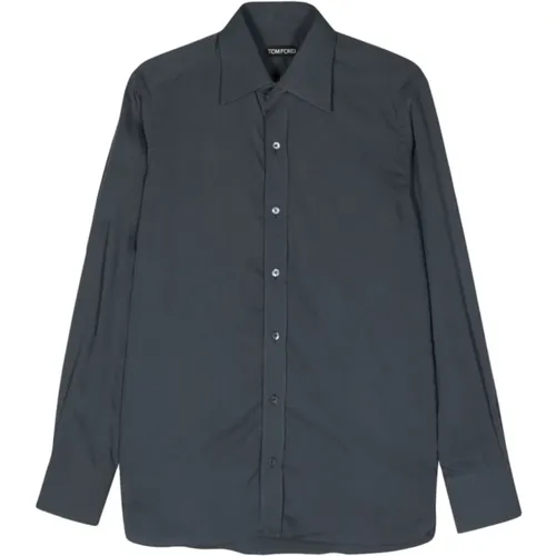 Lyocell Blend Classic Shirt , male, Sizes: L, M - Tom Ford - Modalova