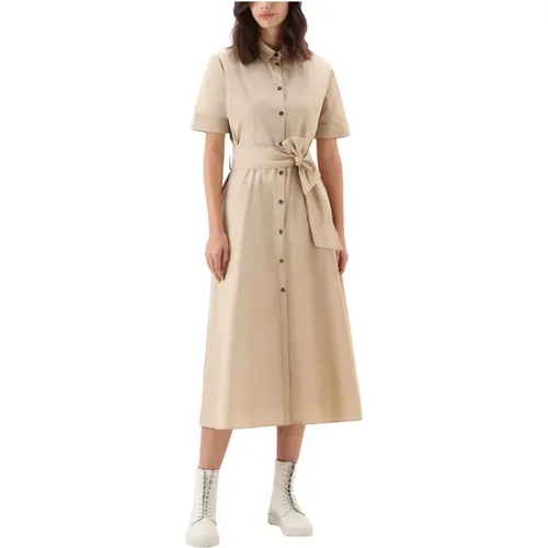 Poplin Long Dress , female, Sizes: L, XL - Woolrich - Modalova