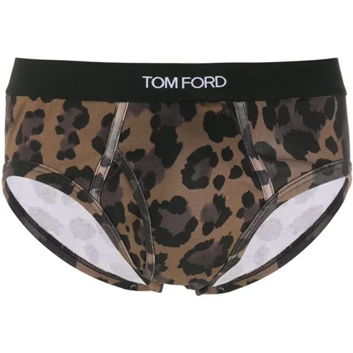 Leopard Print Cotton Underwear , male, Sizes: XS - Tom Ford - Modalova