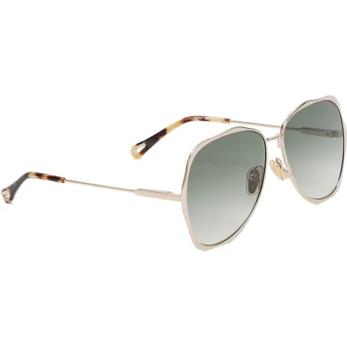 Metallic Aviator Sunglasses Green Gradient , female, Sizes: 60 MM - Chloé - Modalova