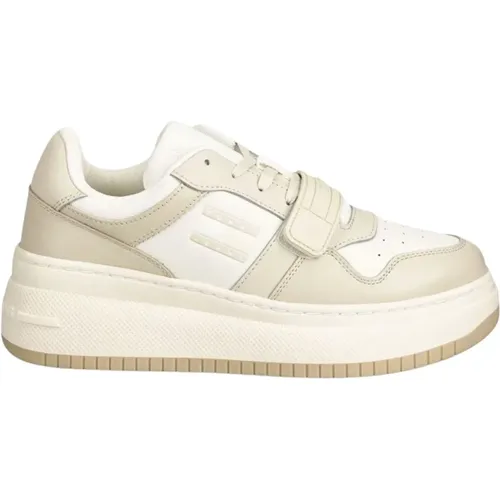 Retro Leder Sneakers , Damen, Größe: 38 EU - Tommy Jeans - Modalova