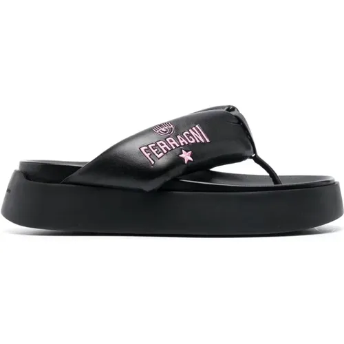 Schwarze Flip Flop Sandalen , Damen, Größe: 40 EU - Chiara Ferragni Collection - Modalova