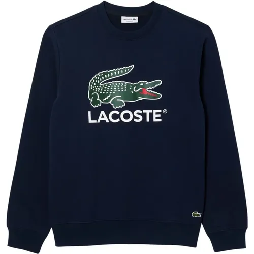 Sweatshirts, male, , Size: L Men's Corduroy Sweatshirt with Front Logo Print - Lacoste - Modalova