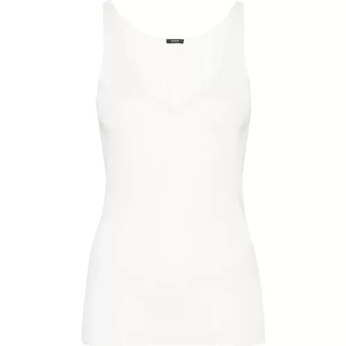 Weiße Satin-Ripp-Tanktop , Damen, Größe: S - joseph - Modalova