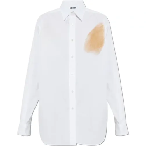 Shirts, female, , Size: 2XS Cotton shirt with print - Moschino - Modalova