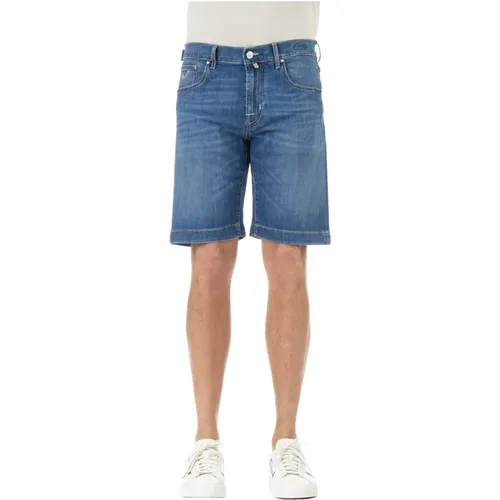 Denim Shorts, male, , Size: W33 Resort Label Cotton-Linen Bermuda Shorts - Jacob Cohën - Modalova