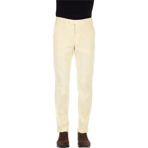 Chinos, male, , Size: L Cream Trousers with Contemporary Style - PT Torino - Modalova