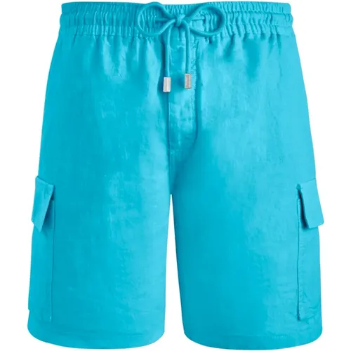 Solide Leinen Cargo Bermuda Shorts , Herren, Größe: M - Vilebrequin - Modalova