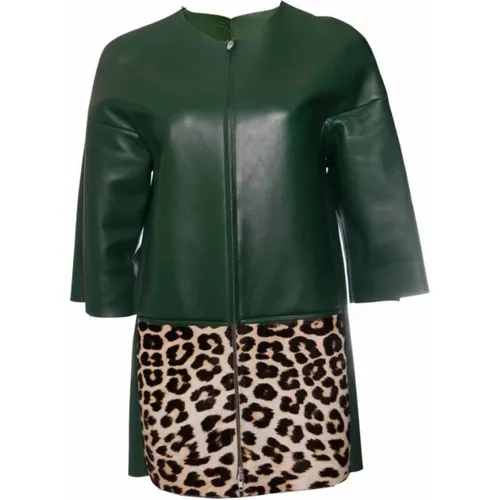 Pre-owned Jackets, female, , Size: S Pre-owned leather jacket with leopard ponyskin - Celine Vintage - Modalova