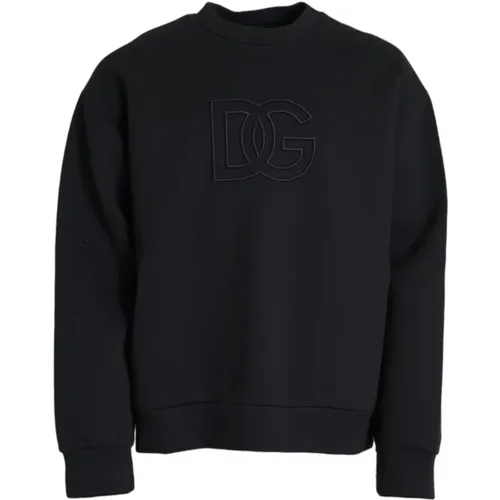 Schwarzer DG Logo Pullover Sweater , Herren, Größe: 4XL - Dolce & Gabbana - Modalova