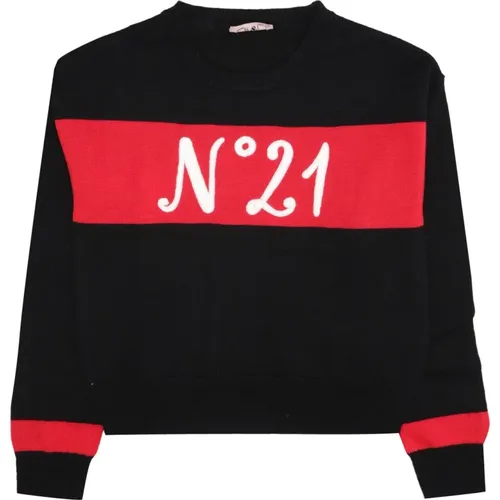 Schwarzer Baumwollpullover mit N 21 Logo - N21 - Modalova