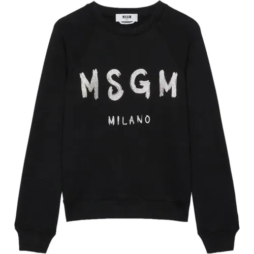 Schwarzer Damen Sweatshirt Aw24 , Damen, Größe: 2XS - MSGM - Modalova