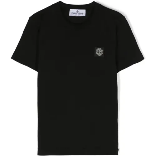 Schwarzes T-Shirt mit Compass Rose Patch - Stone Island - Modalova