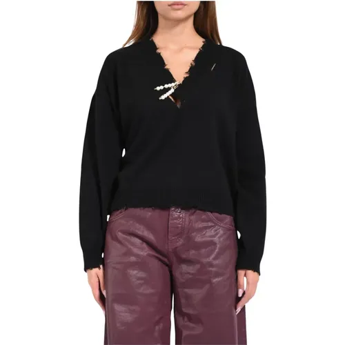 V-neck Knitwear, female, , Size: S Wool Knit V-Neck Sweater - A Paper Kid - Modalova