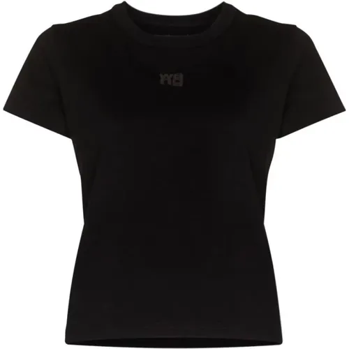 Schwarzes Essential Logo Tee mit gebundenem Hals - alexander wang - Modalova