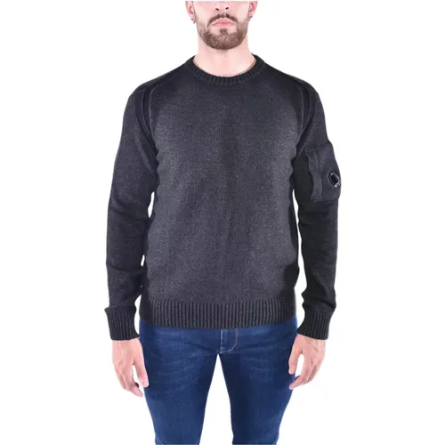 Grüner Fleece Strickpullover mit geripptem Kragen , Herren, Größe: L - C.P. Company - Modalova