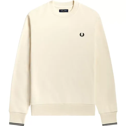 Men`s Ecru Sweater with Logo , male, Sizes: L, 2XL, XL, M, S - Fred Perry - Modalova