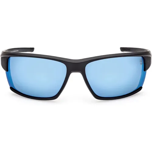 Rectangular Polarized Sunglasses Blue Mirrored , unisex, Sizes: 68 MM - Timberland - Modalova