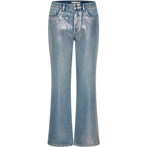 Metallic Straight-Leg Jeans Coated Wash , Damen, Größe: W29 - Gestuz - Modalova