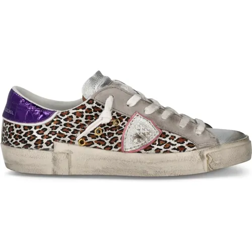 Glam-Chic Animal-Print Sneakers Damen , Damen, Größe: 36 EU - Philippe Model - Modalova