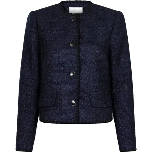 Navy Boucle Cropped Jacke Neo Noir - NEO NOIR - Modalova