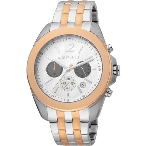 Silberne Herrenuhr, Quarz, Wasserdicht bis 10 ATM - Esprit - Modalova