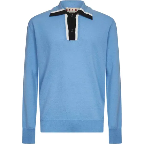 Round-neck Knitwear, male, , Size: S Embroidered Polo Shirt - Marni - Modalova