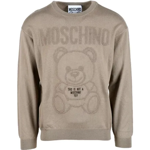 Round-neck Knitwear, male, , Size: M Couture Wool Sweater - Moschino - Modalova