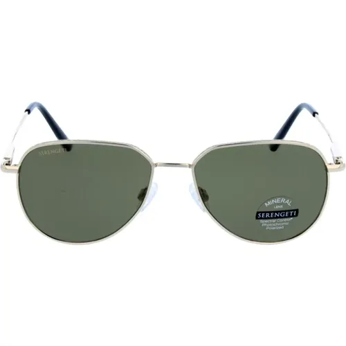 Shiny Light Gold Sunglasses , unisex, Sizes: 56 MM - Serengeti - Modalova