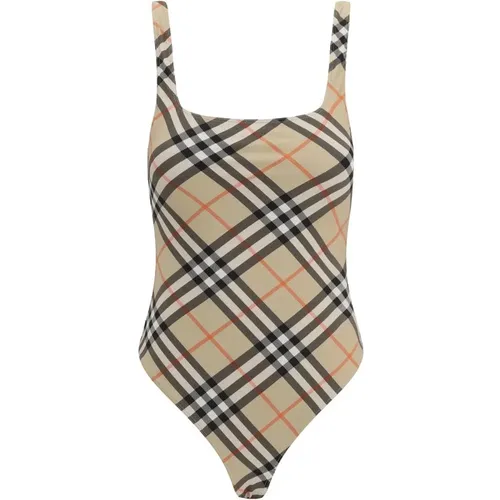 One-piece, female, , Size: S Iconic Check Pattern One Piece Swimsuit - Burberry - Modalova