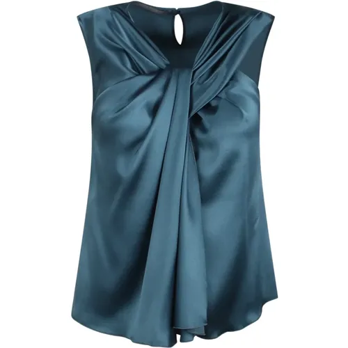 Satin Top mit verdrehtem Detail Fw24 - alberta ferretti - Modalova