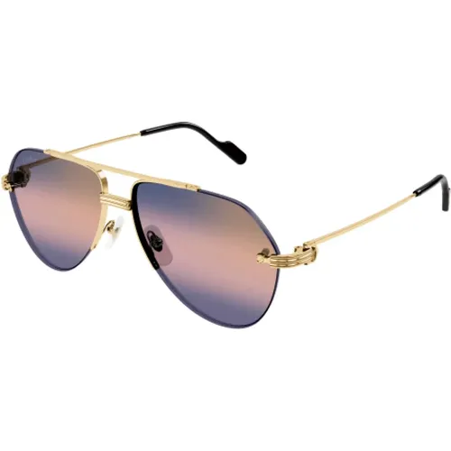 Gold Aviator Sunglasses Triple Gradient , unisex, Sizes: L/XL - Cartier - Modalova