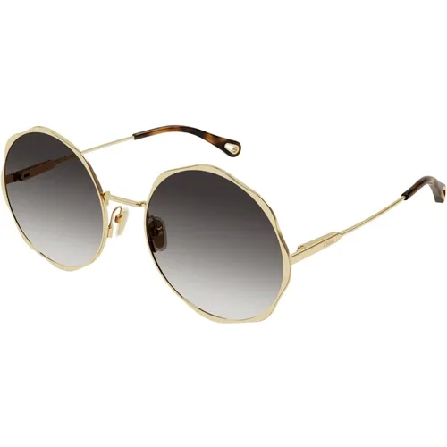 Stilvolle Sonnenbrille,Sonnenbrille,Gold/Grau getönte Sonnenbrille,Sunglasses,Gold Gradient Brick Sonnenbrille - Chloé - Modalova