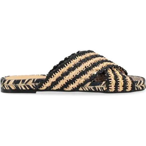 Sliders, female, , Size: 7 US Raffia Black Tostado Sandal - Castañer - Modalova