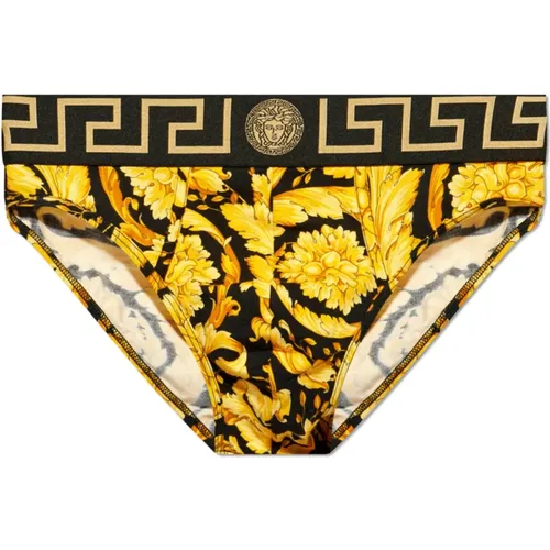 Bottoms, male, , Size: L Patterned briefs - Versace - Modalova