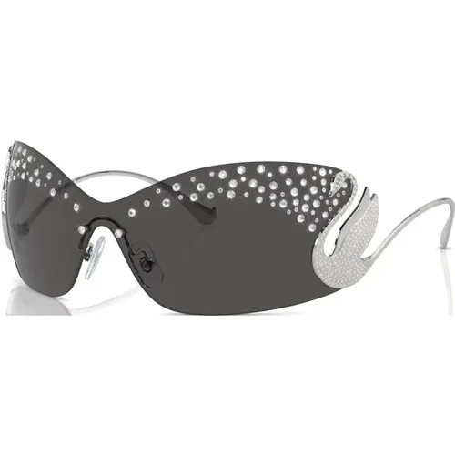 Silberne Sonnenbrille für den täglichen Gebrauch,Silberne Sonnenbrille mit Original-Etui - Swarovski - Modalova