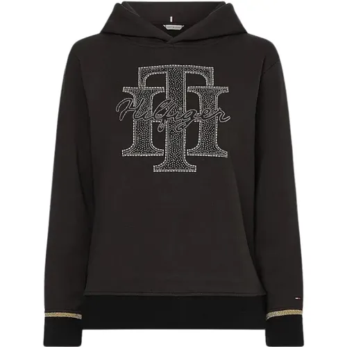 Cotton Hoodie with Monogram , female, Sizes: XS - Tommy Hilfiger - Modalova