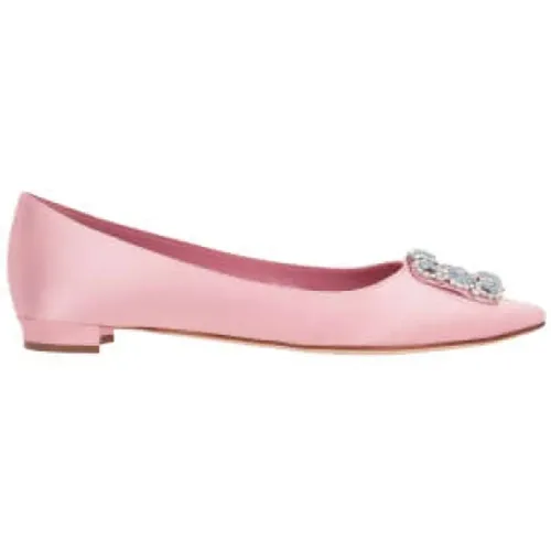 Silk Satin Jewel Buckle Flat Shoes , female, Sizes: 3 UK, 7 UK - Manolo Blahnik - Modalova