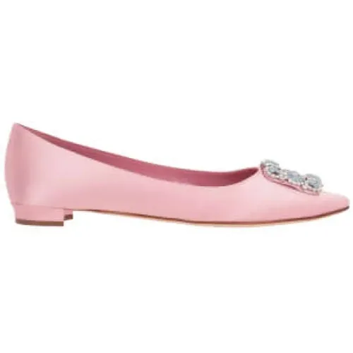Silk Satin Jewel Buckle Flat Shoes , female, Sizes: 3 UK, 7 UK, 5 1/2 UK - Manolo Blahnik - Modalova